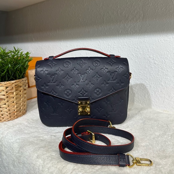Louis Vuitton Handbags - Louis Vuitton Navy Blue Empreinte Leather Pochette Metis Shoulder Bag